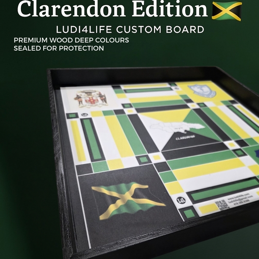 Custom Jamaica Clarendon Ludi Board – Framed Luxury Edition
