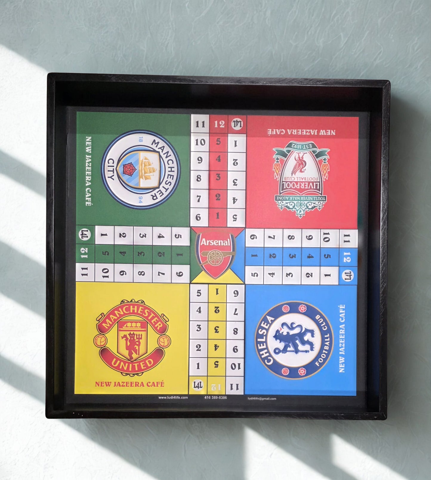 Premier League Custom Ludi Board – Manchester, Arsenal, Liverpool & Chelsea Edition (Framed)