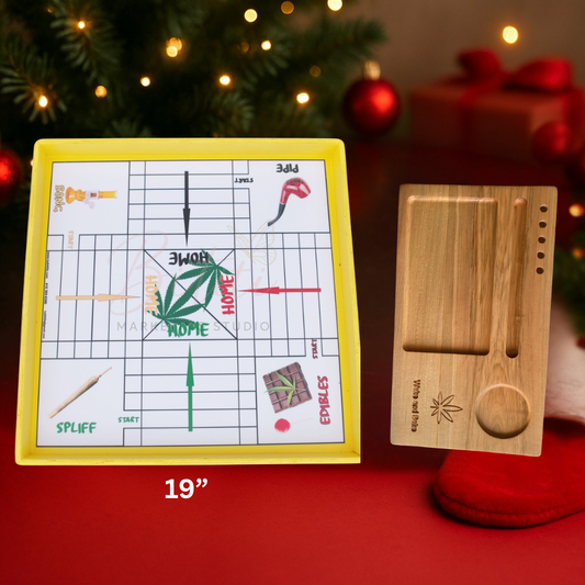 Wake & Play Bundle – 19” Ludi Board + Wake & Bake Wooden Tray