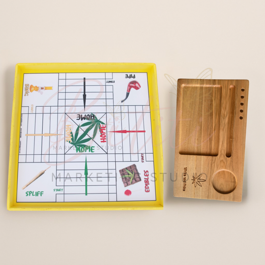 Wake & Play Bundle – 19” Ludi Board + Wake & Bake Wooden Tray