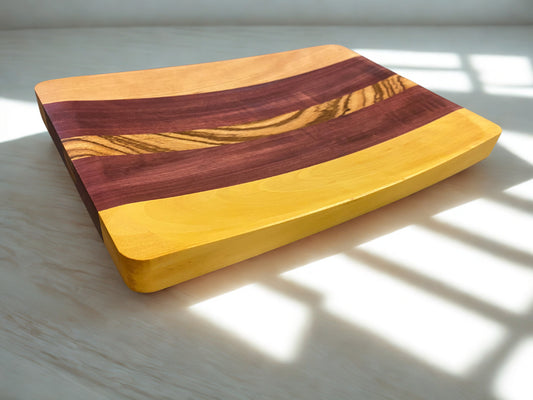 Exotic Yellowheart & Purpleheart Serving Board – Luxe Wave Edition