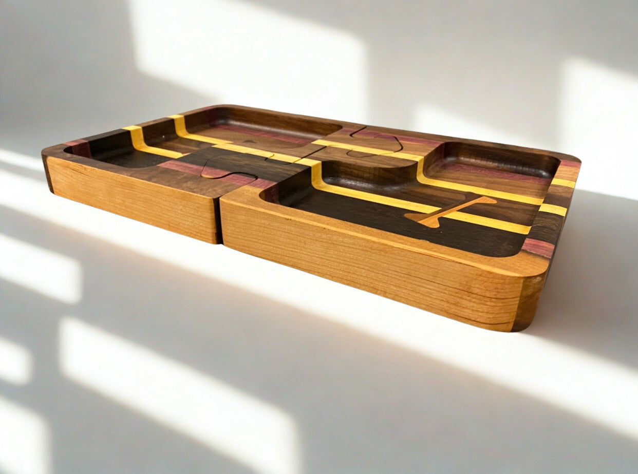 Exotic Wood 2-Piece Puzzle Tray Set Extra Large