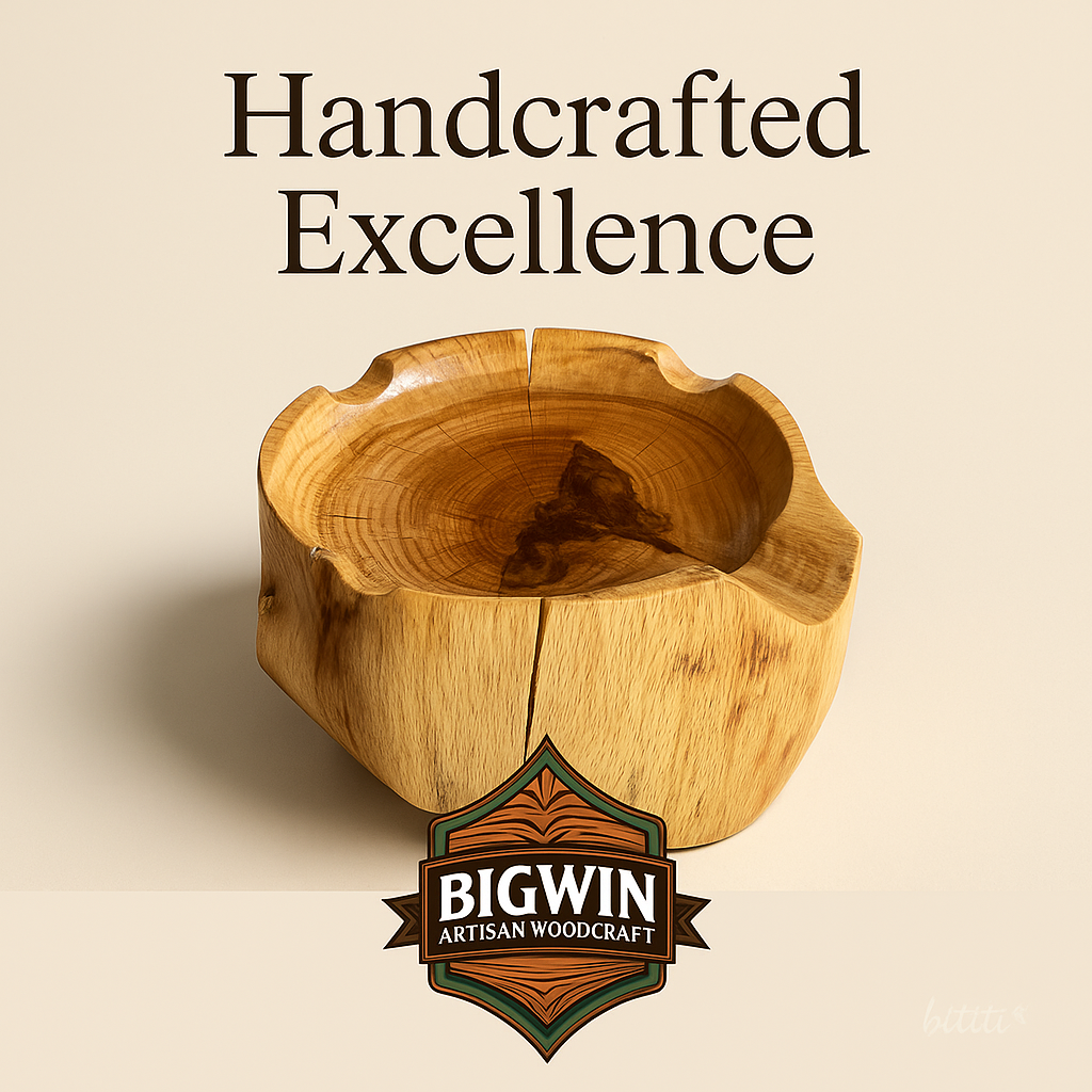 Handcrafted Round Wooden Ashtray