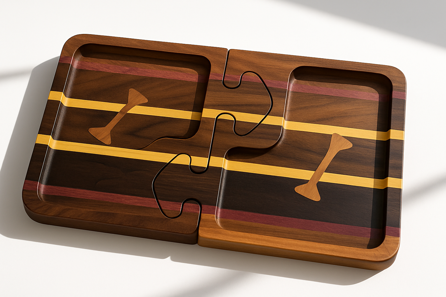 Exotic Wood 2-Piece Puzzle Tray Set Extra Large