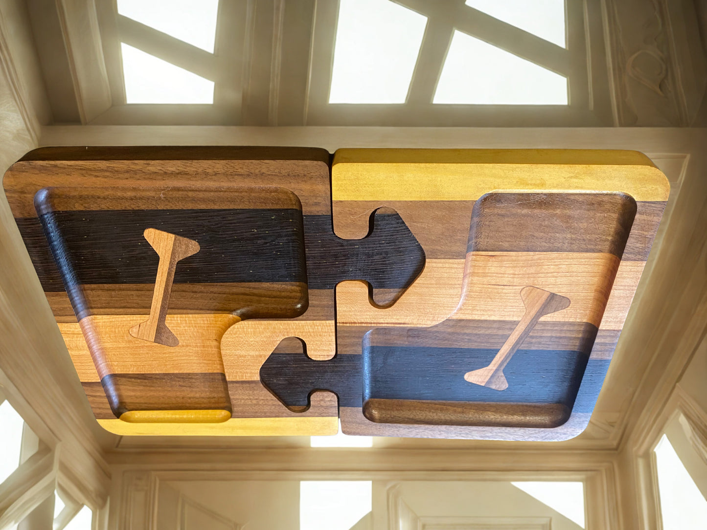 Premium Game Night Bundle – 19” Ludi Board + 2-Piece Wooden Puzzle Tray Set