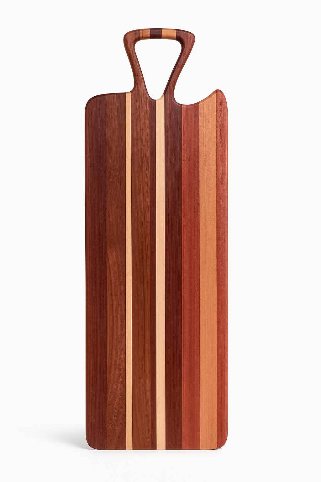 Exotic Hardwood Charcuterie Board – Triangle Handle (Redwood Edition)