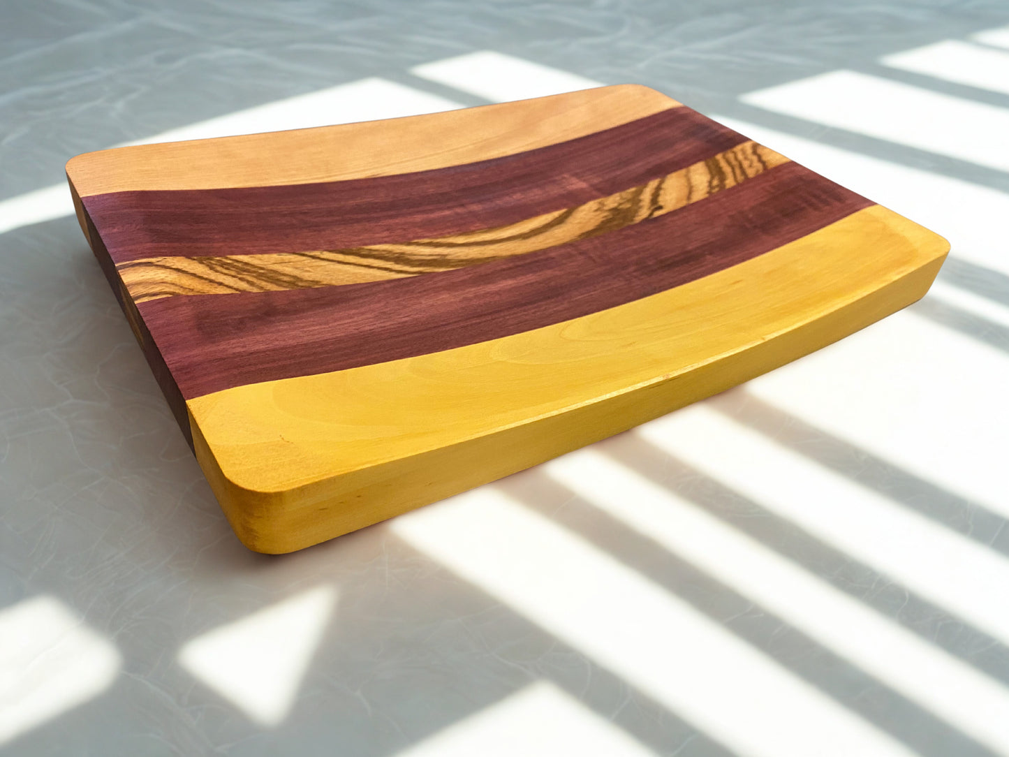 Exotic Yellowheart & Purpleheart Serving Board – Luxe Wave Edition