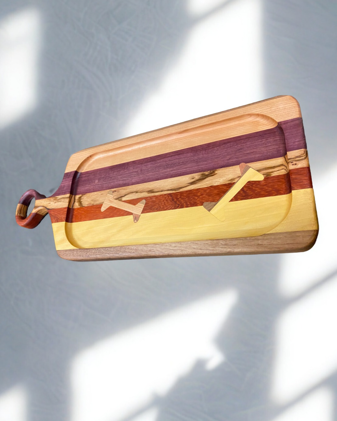 Exotic Wood Bottle Inlay Serving Board