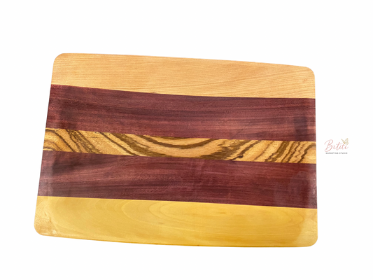 Exotic Yellowheart & Purpleheart Serving Board – Luxe Wave Edition