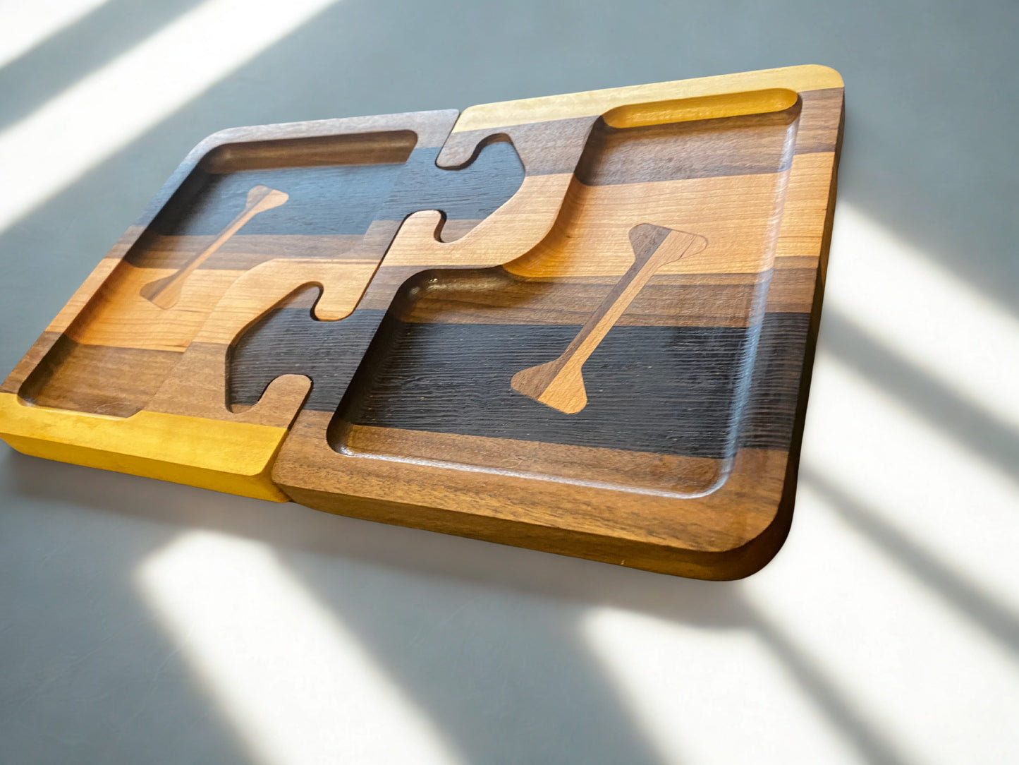 Premium Game Night Bundle – 19” Ludi Board + 2-Piece Wooden Puzzle Tray Set