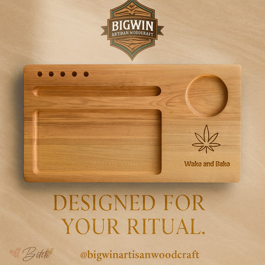 Wake & Bake Ritual Tray – Handcrafted Hardwood