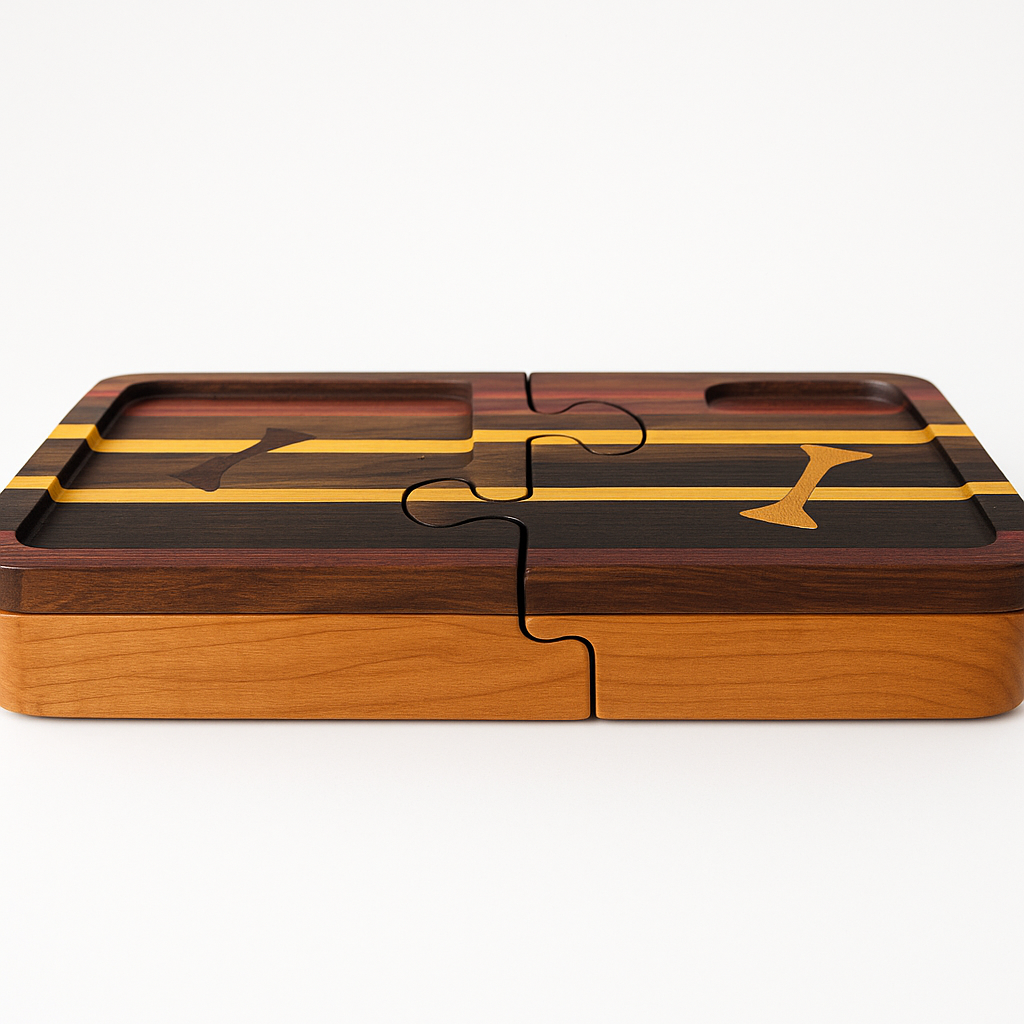 Exotic Wood 2-Piece Puzzle Tray Set Extra Large