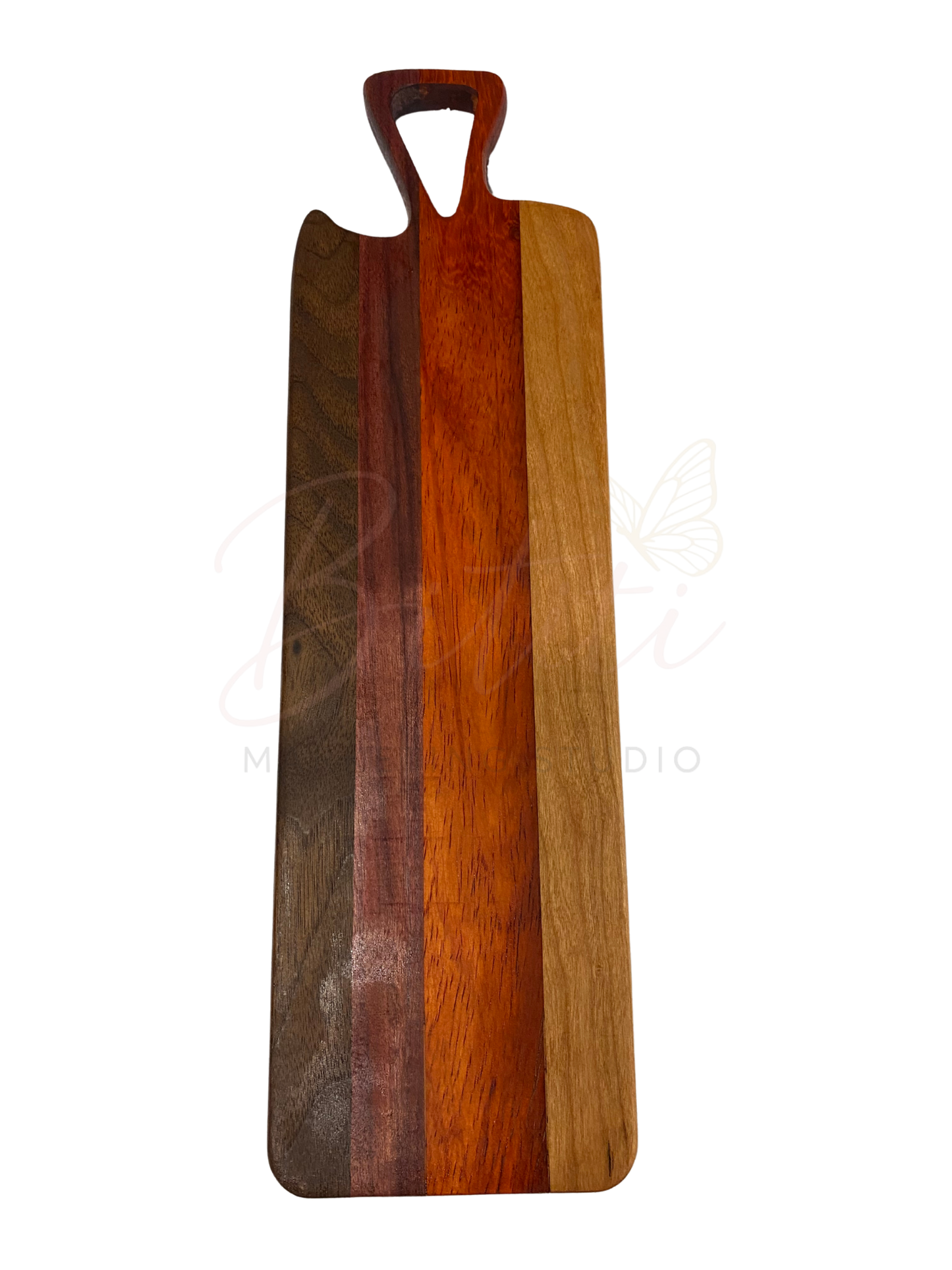 Handcrafted Multitone Hardwood Serving Board (V-Handle Design)
