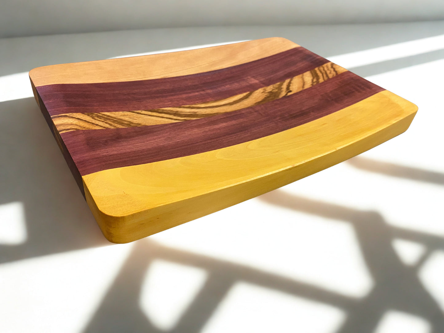 Exotic Yellowheart & Purpleheart Serving Board – Luxe Wave Edition