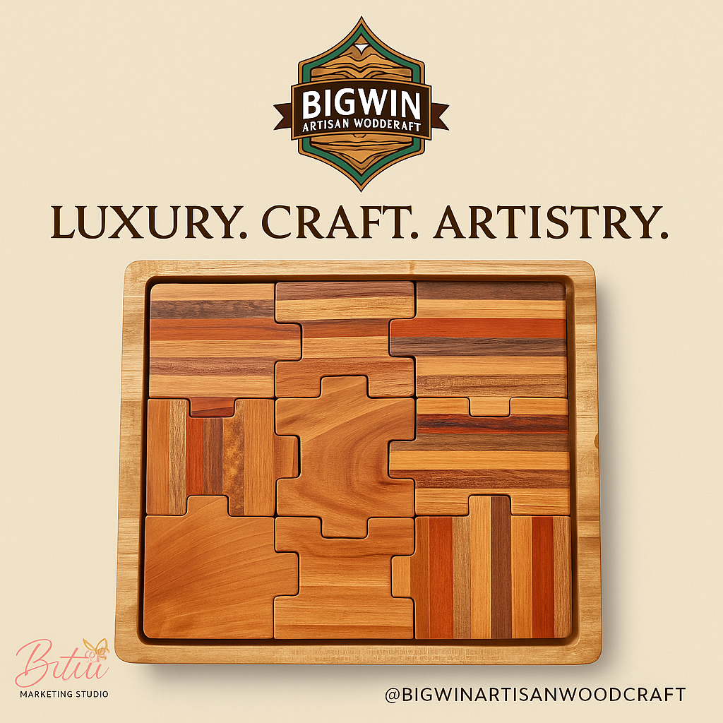 Handcrafted Multi-Wood Puzzle Tray