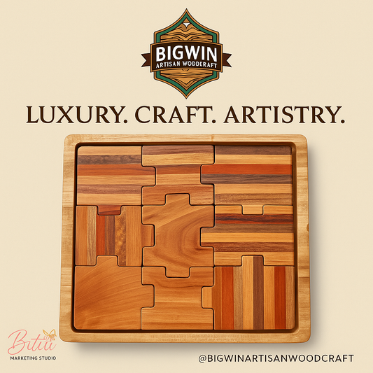 Handcrafted Multi-Wood Puzzle Tray
