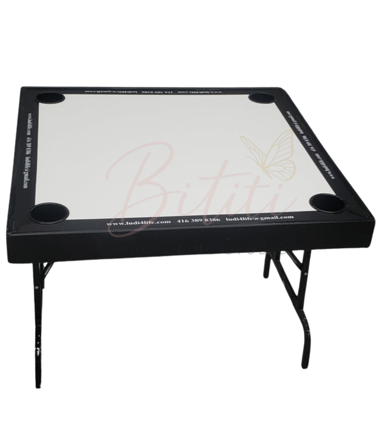 Foldable Dominoes Table – With Cup Holders (Optional Dominoes Available)