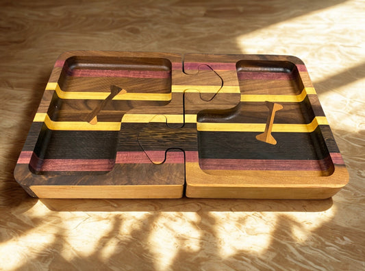 Exotic Wood 2-Piece Puzzle Tray Set Extra Large