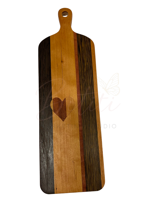 Heart Inlay Wooden Charcuterie & Serving Board