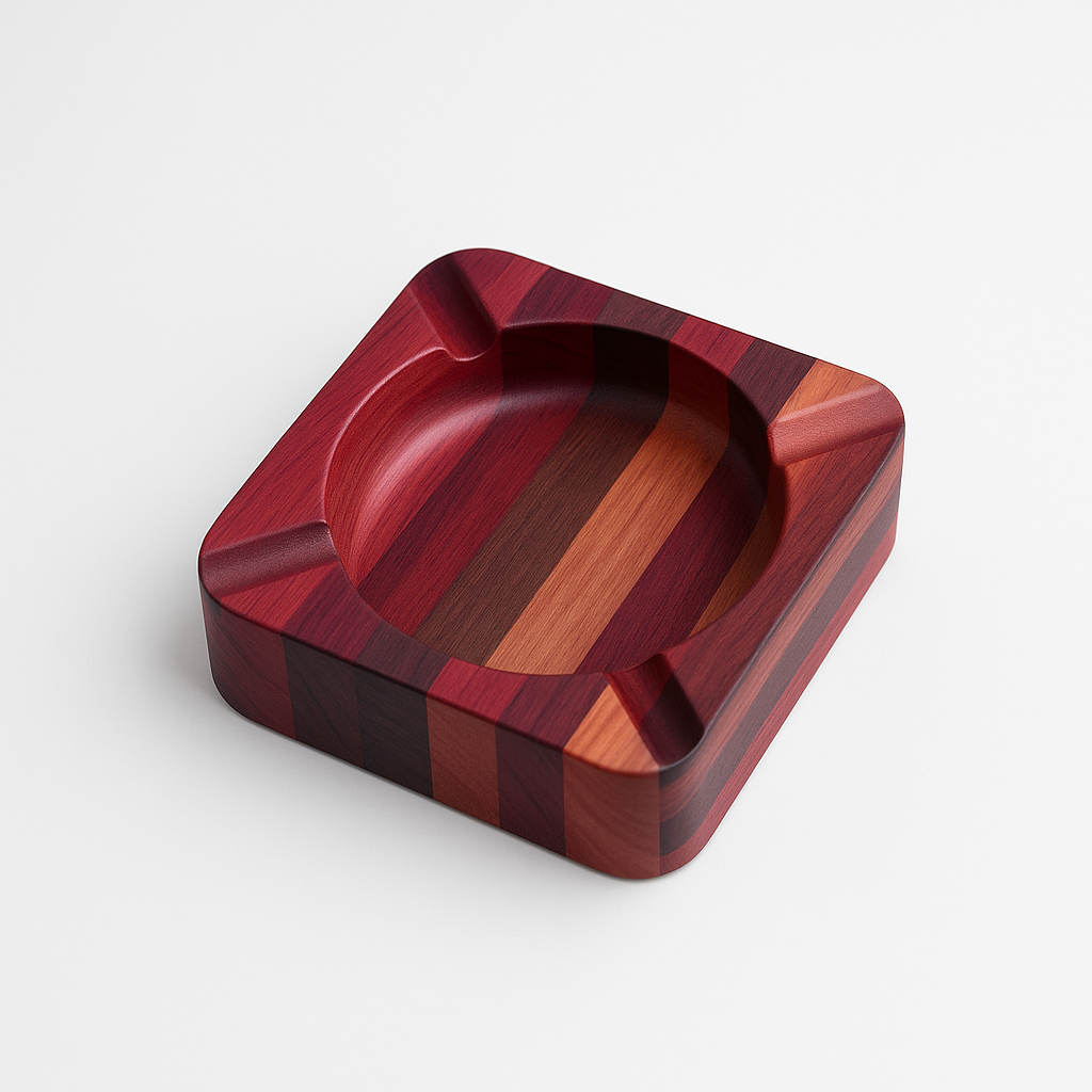 Handcrafted Exotic Wood Ashtray – Luxury Multitone Finish