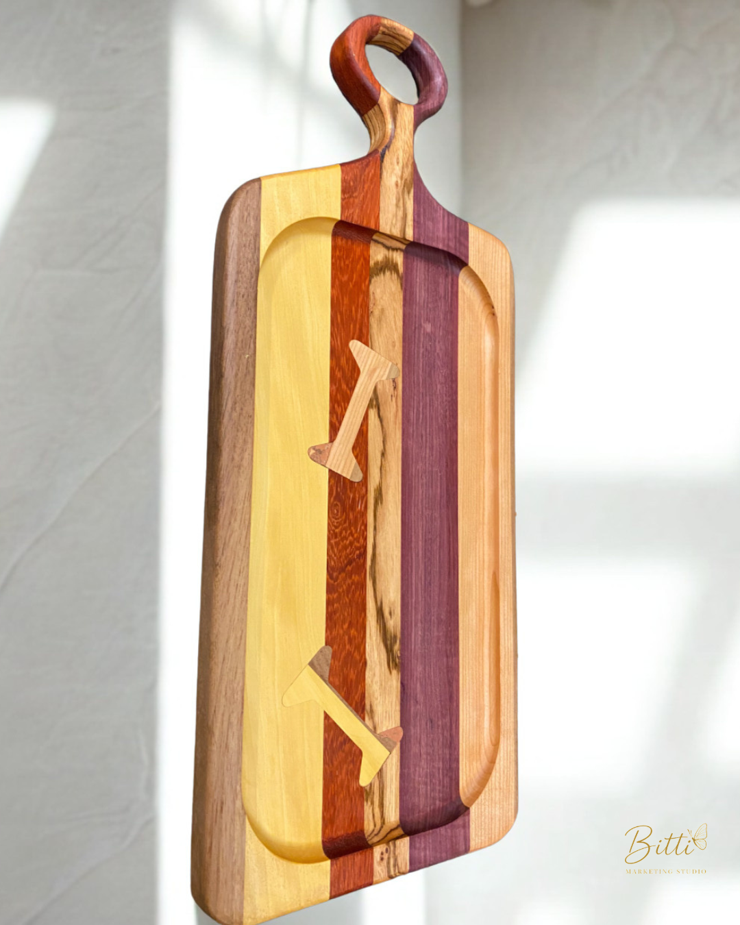 Exotic Wood Bottle Inlay Serving Board