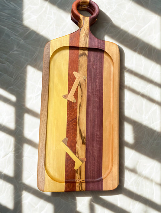 Exotic Wood Bottle Inlay Serving Board